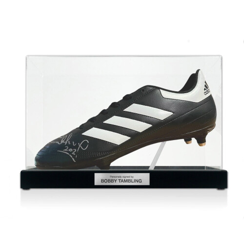 Bobby Tambling Signed Football Boot. Display Case With Plaque