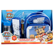 Paw Patrol Color Your Own Accessory Set-Backpack-Pencil Case-Water Bottle-Marker