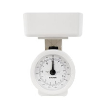 Salter 112 WHWHDR Mechanical Mini Kitchen Scale, 3kg, Analogue, No Batteries, 1L Dishwasher-Safe Detachable Bowl, 24x18cm