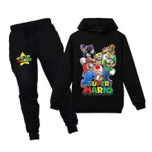 (13-14 Years) Kids Super Marios Cartoon Game Tracksuit Set Girls Boys Long Sleeve Hoodies Hooded Sweatshirt Trousers Pants Outfit
