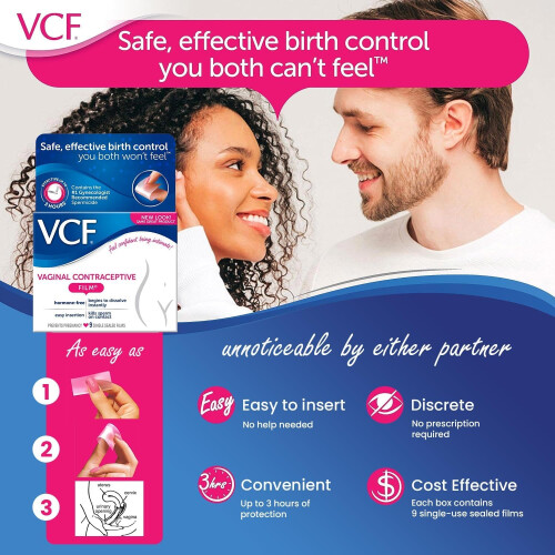 VCF Vaginal Contraceptive Single Sealed Films - 9 Films 1