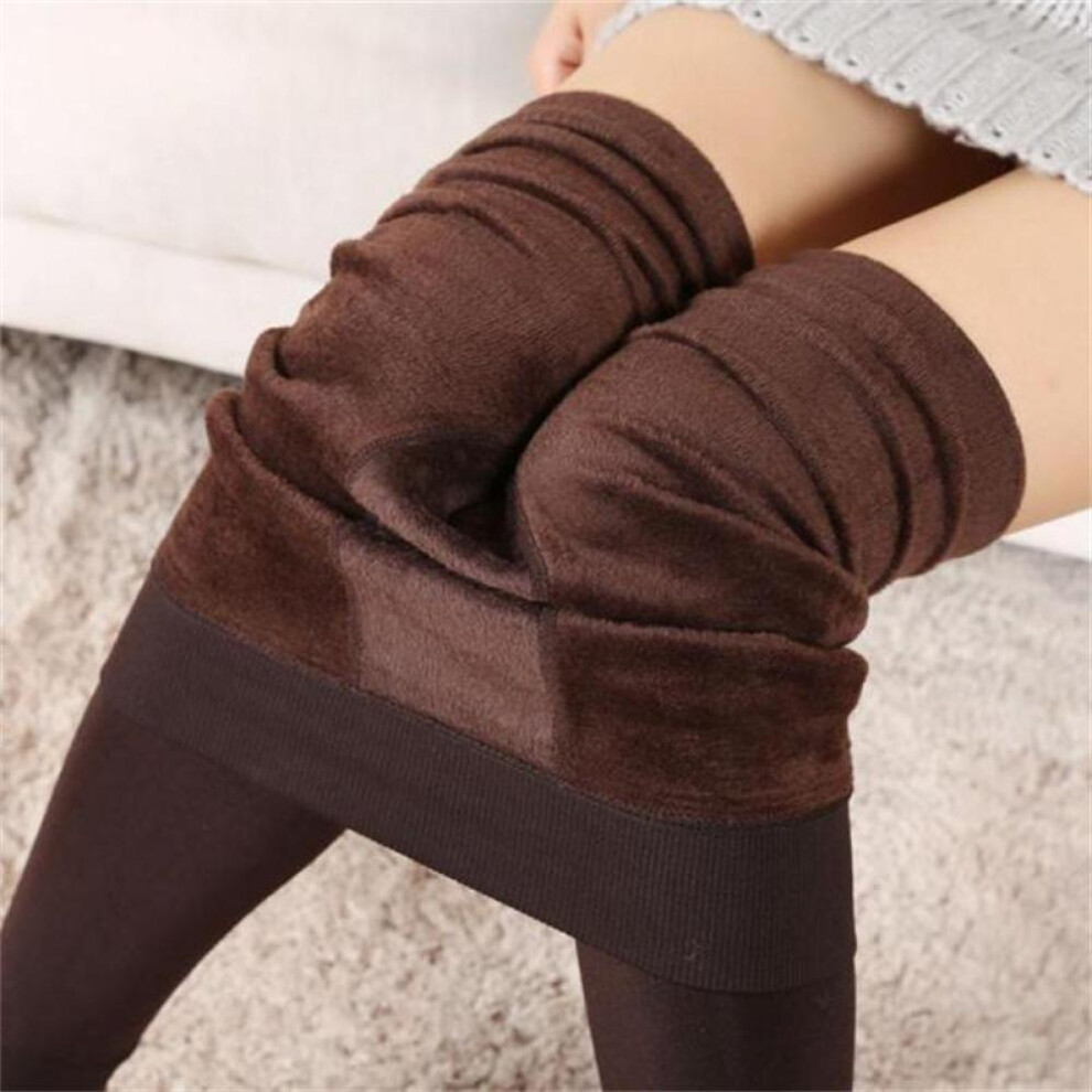 (brown, S) Auroth Winter Women Plus Velvet Warm Leggings Elastic High Waist Thicken Leggings High Stretch Leggings