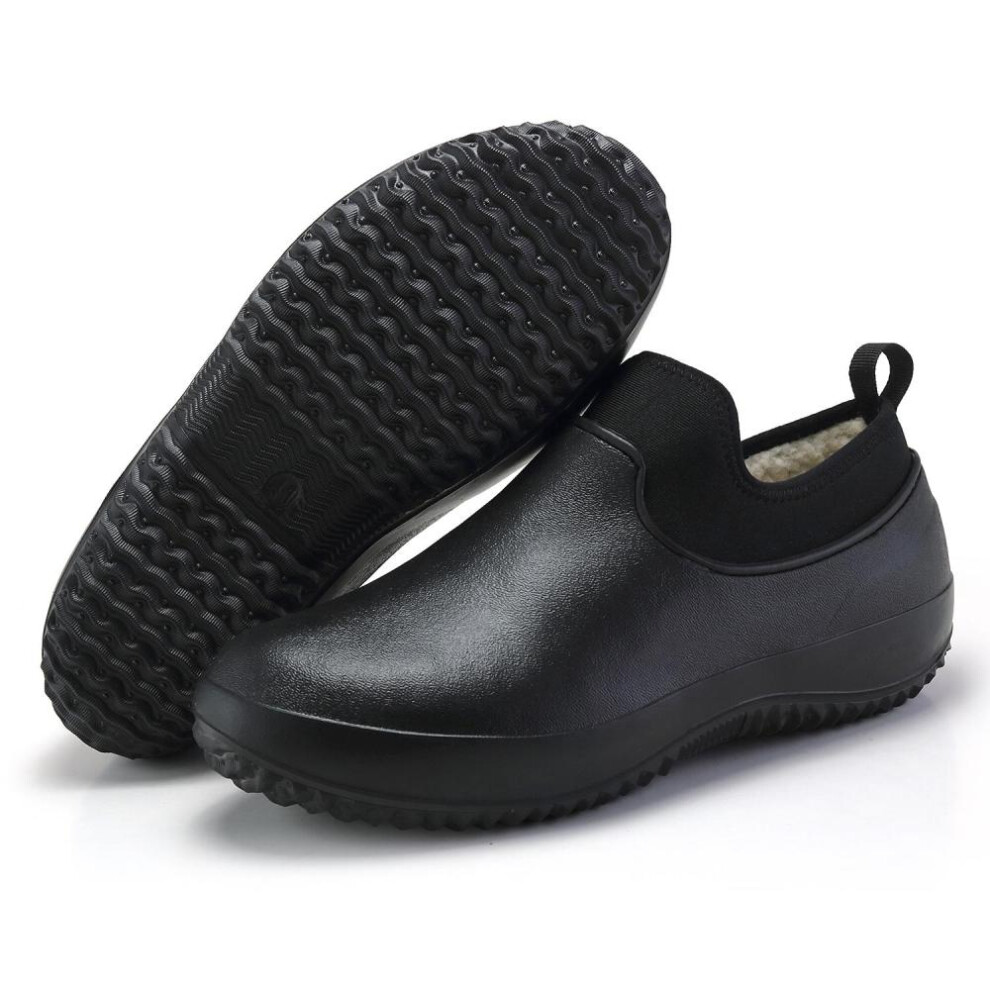(black, 46) Winter Warm Men Chef Shoes Women Work Cook Cotton Shoes Waterproof Oil-proof Kitchen Shoes Hotel Restaurant Non-slip Safety Footwear Water Shoes