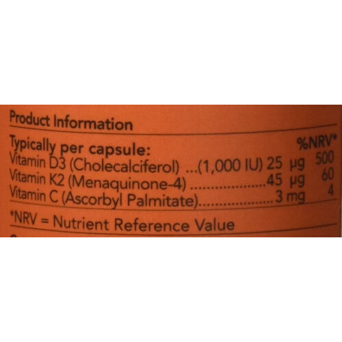 Now Vitamin D3 and K2 - 120 Veg Capsules 2