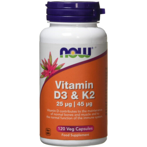 Now Vitamin D3 and K2 - 120 Veg Capsules
