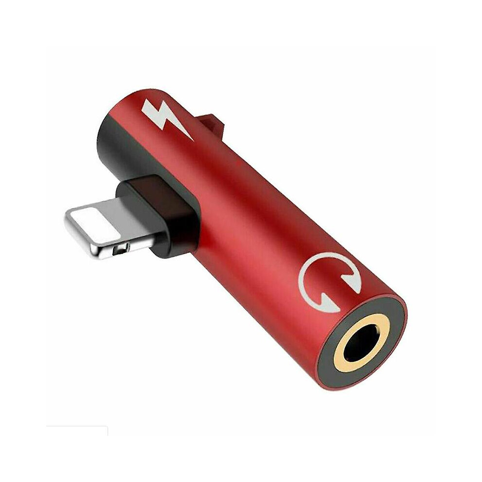 (Red) For Iphone 8 7 Plus X Lightning To 3.5Mm Aux Earphone Charger Jack Adapter Red 8795863059983