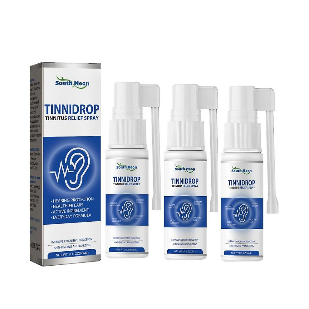 3x 60ml Tinnitus Relief Spray Clean Ear Canal Blockage Improve Listening Tinnitus Deafness Sore Relief Ear Cleaning Liquid Spray