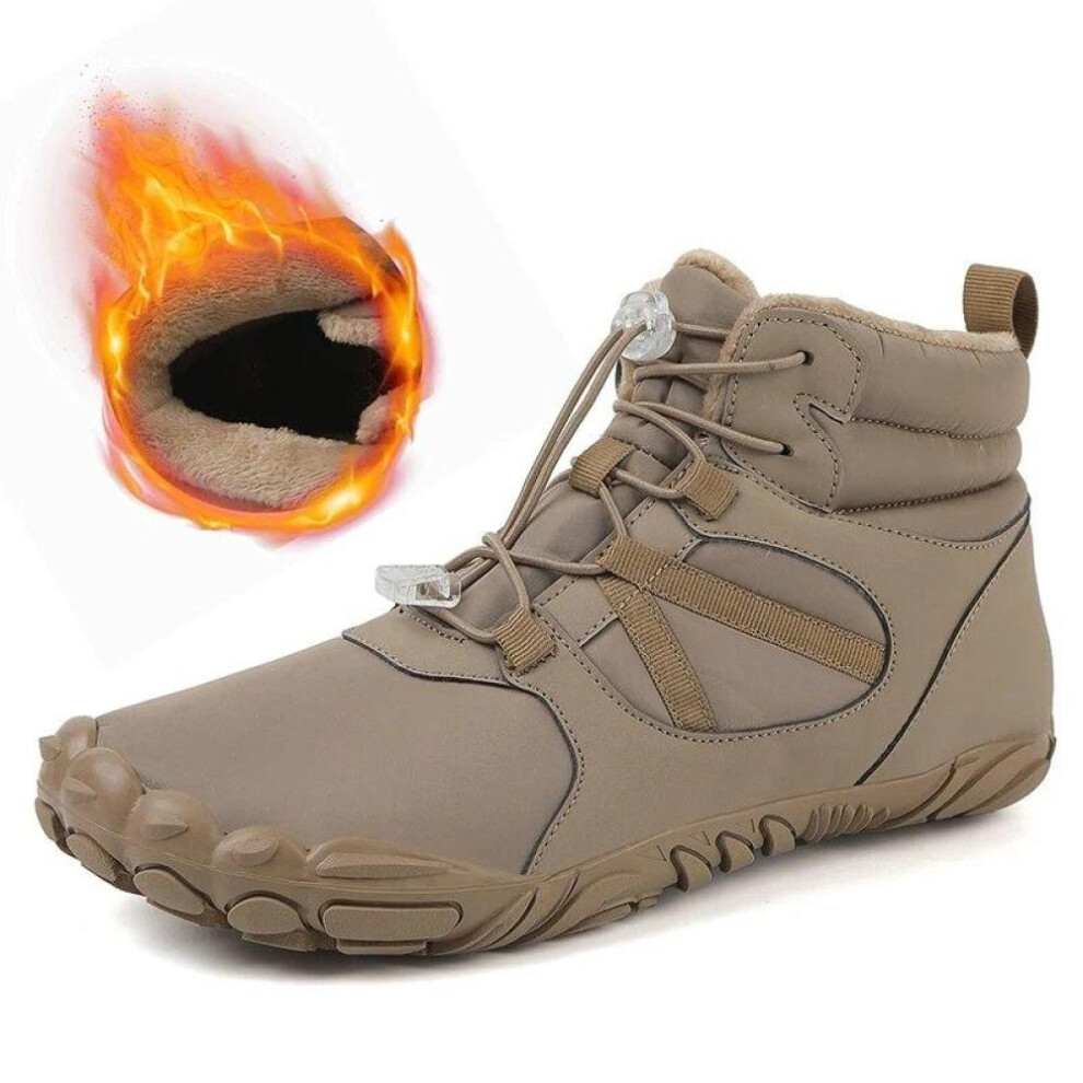 (brown, 37) Winter Trekking Snow Boots Warm Fur Lined Snow Boots Barefoot Boots Outdoor Water Resistant Ankle Booties Men Women Hiking Boots