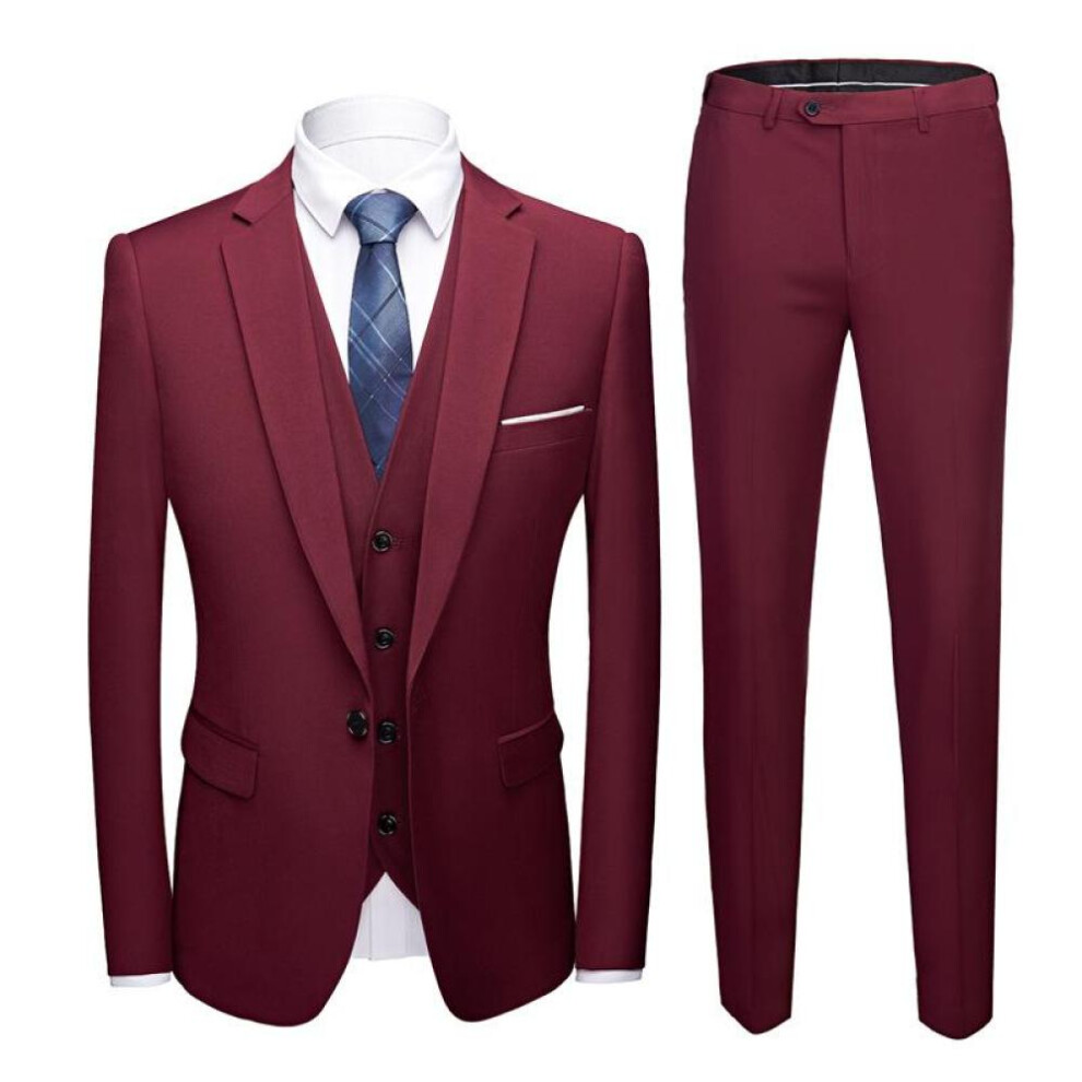 (red, XL) Men&apos;s Plus Size Uniform Sets Office Uniform Thin Suit Party Uniform Set Men&apos;s Dress Set Top+trousers 2 Pieces Set-image-OPC-PFTNNYF-NEW