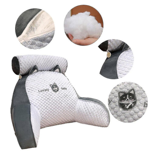 (Grey, B) Reading Pillow For Bed Back Rest Lumbar Support Arm  Lounger Pad 2