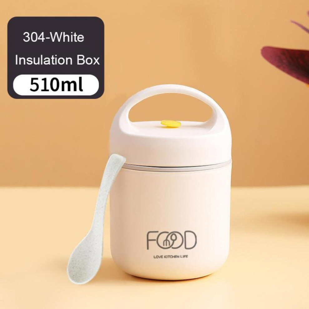 (white, Single Layer) 304 Stainless Steel Vacuum Thermal Lunch Box Insulated Lunch Bag Food Warmer Soup Cup Thermos Containers Bento Box