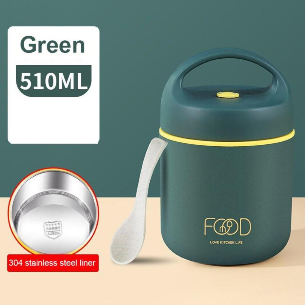 (green, Single Layer) 304 Stainless Steel Vacuum Thermal Lunch Box Insulated Lunch Bag Food Warmer Soup Cup Thermos Containers Bento Box