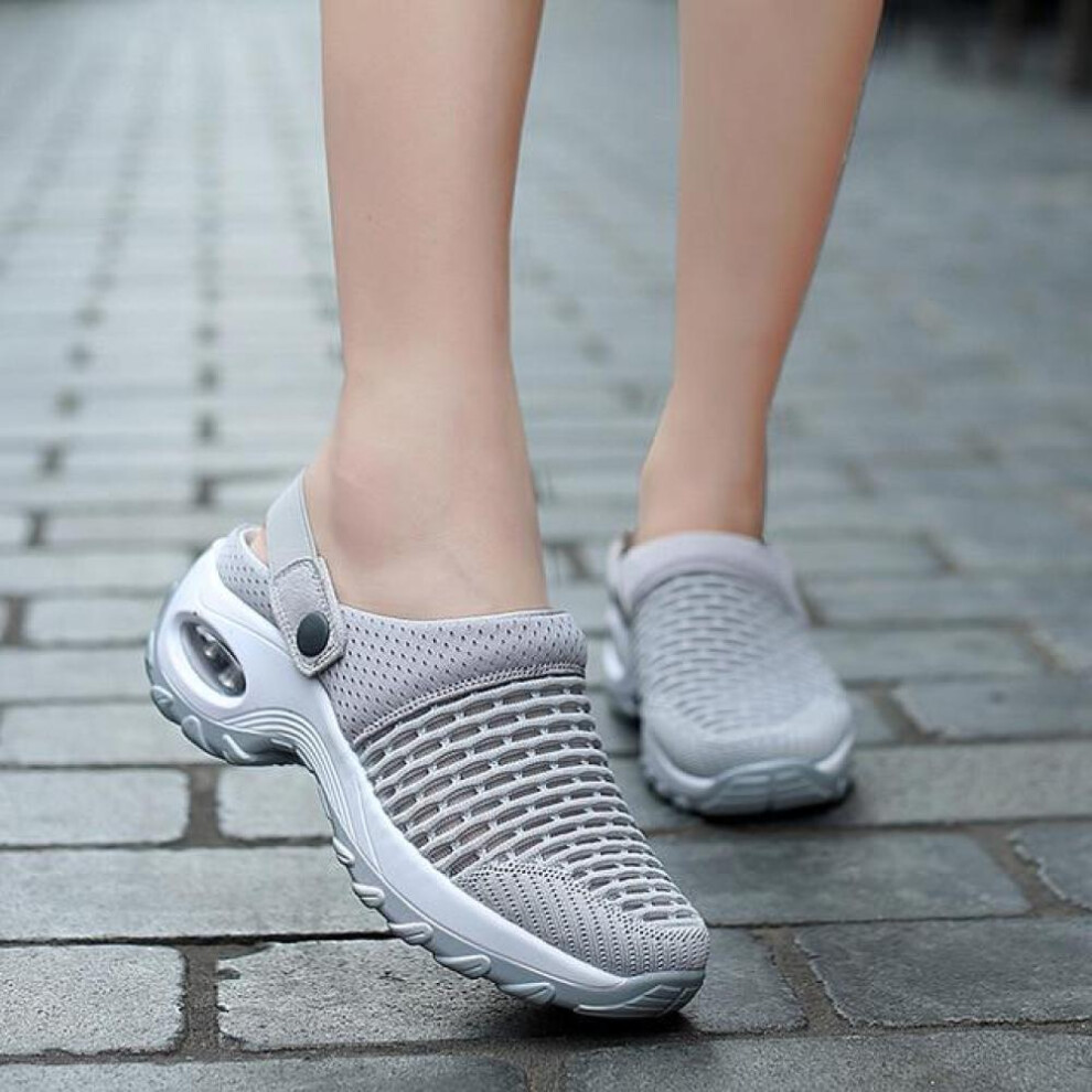 (gray, 35) Women Shoes Casual Increase Cushion Sandals Non-slip Platform Sandal For Women Breathable Mesh Outdoor Walking Slippers