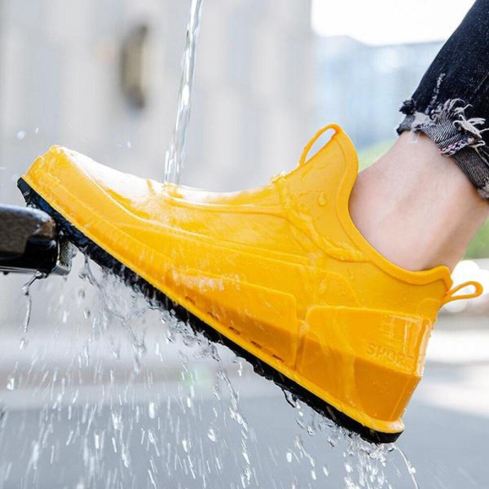 (yellow, 40) Fashion Sports Rain Boots Men&apos;s Short Tube Waterproof Shoes Warm Non-slip Low-top Rain Boots Kitchen Rubber Shoes Fishing Shoes