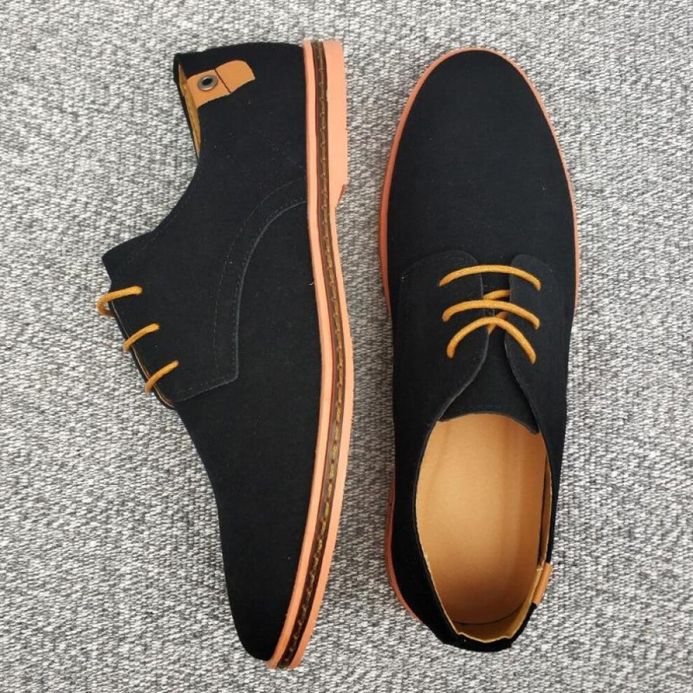 (black, 42) Spring Suede Leather Men Shoes Oxford Casual Shoes Classic Sneakers Comfortable Footwear Dress Shoes Large Size Flats