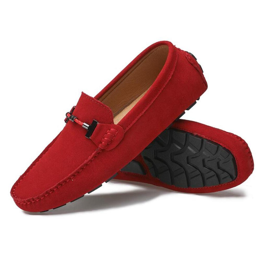 (as the picture, EU: 45) Men's Moccasins Horse Bit Loafer Driving Gommino Comfort Flats Casual Slip-ons Plus Size Suede Shoes For Men Over Sized