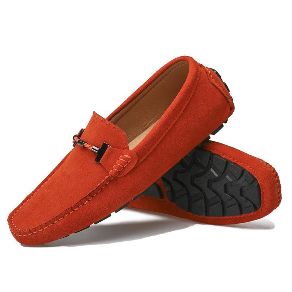 (orange, EU: 39) Men's Moccasins Horse Bit Loafer Driving Gommino Comfort Flats Casual Slip-ons Plus Size Suede Shoes For Men Over Sized