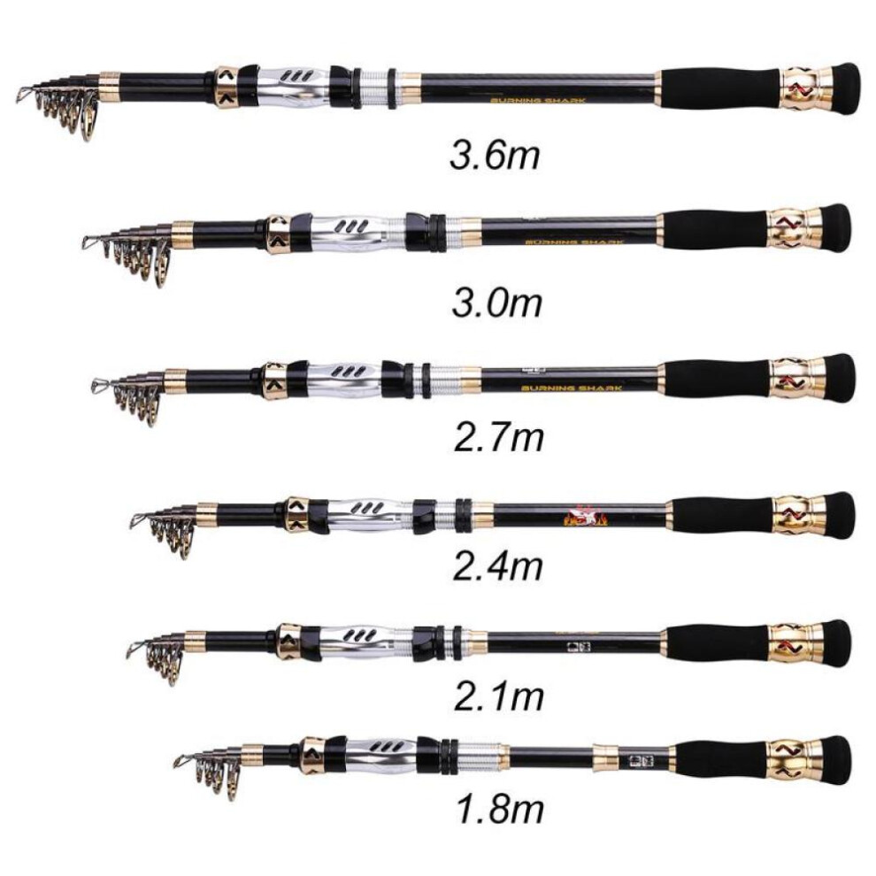 (black, 2.7m) Spinning Fishiing Rod1.8m-3.6m Telesopic Mental Protable Trout Saltwater  Mini Pocket Fishing Pole