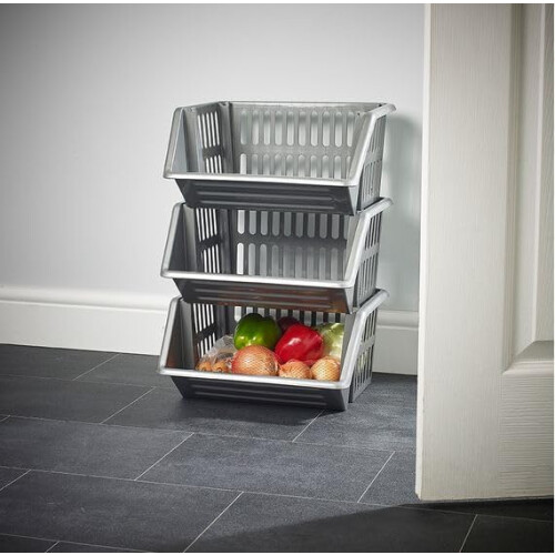 AuraHome® Large Plastic Shelf Storage Baskets (Set of 4) 2