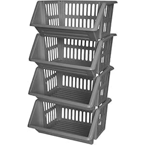 AuraHome® Large Plastic Shelf Storage Baskets (Set of 4)