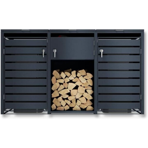 DWD® Double Wheelie Bin Hideaway with Firewood Rack & Tool Storage