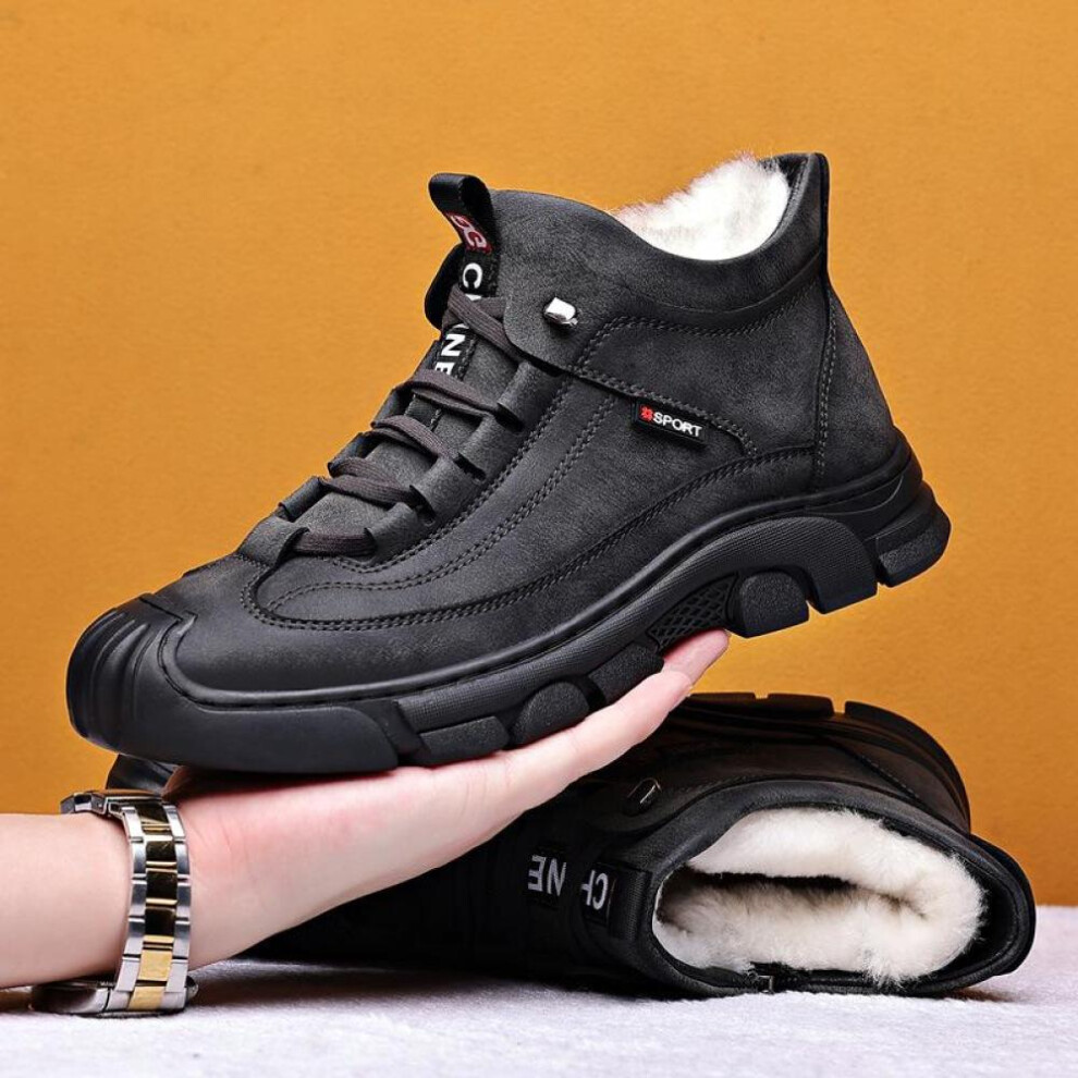 (gray, 40) Men&apos;s New Winter Warm Plush And Thick Snow Boots