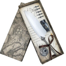 (White) Antique Quill Feather Pen Set, Fountain Pen Set Writing Quill