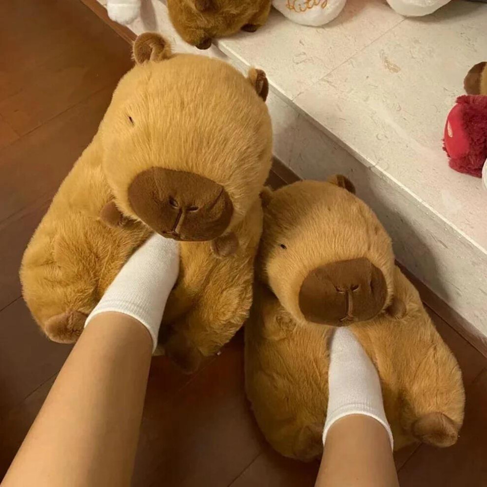 (as the picture, Capybara(35-44)) Capybara Plush Slippers Women Cartoon Cute Lovely Soft  Animals Plushy Shoes Cozy Capibara Sandals Winter Indoor Warm Slippers