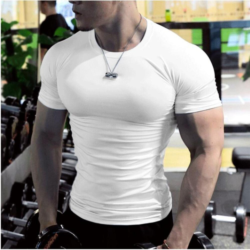 (white, 5XL) Youth 2024 Summer New Sports Casual Short-sleeved Trendy Fashion Men's T-shirt Tops