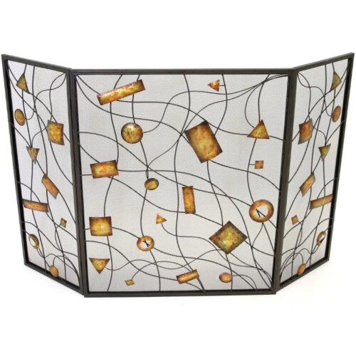 AuraHome® Folding Fire Screen Autumn Shapes, 3-Fold, 80cm x 65cm