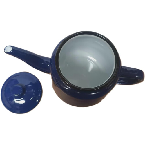 VG® Enamel Teapot with Handle & Lid, 1.3L, Traditional Flat Base, Blue 1