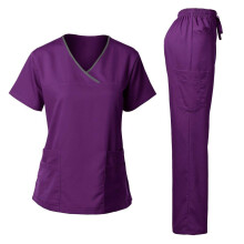 (purple, L) High Quality Hospital Uniform Wholesale Tops And Pants Medical Women Nursing Scrubs Uniforms Sets