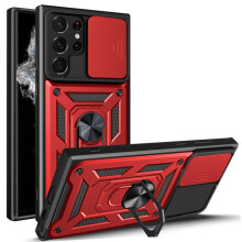 (red, Samsung Galaxy A15) Slide Camera Case For Samsung Galaxy S24 Ultra S24 S23 Ultra S23 Plus S23 S22 A15 A35 A55 A14 A53 A73 Heavy Duty Protective Ring Cover