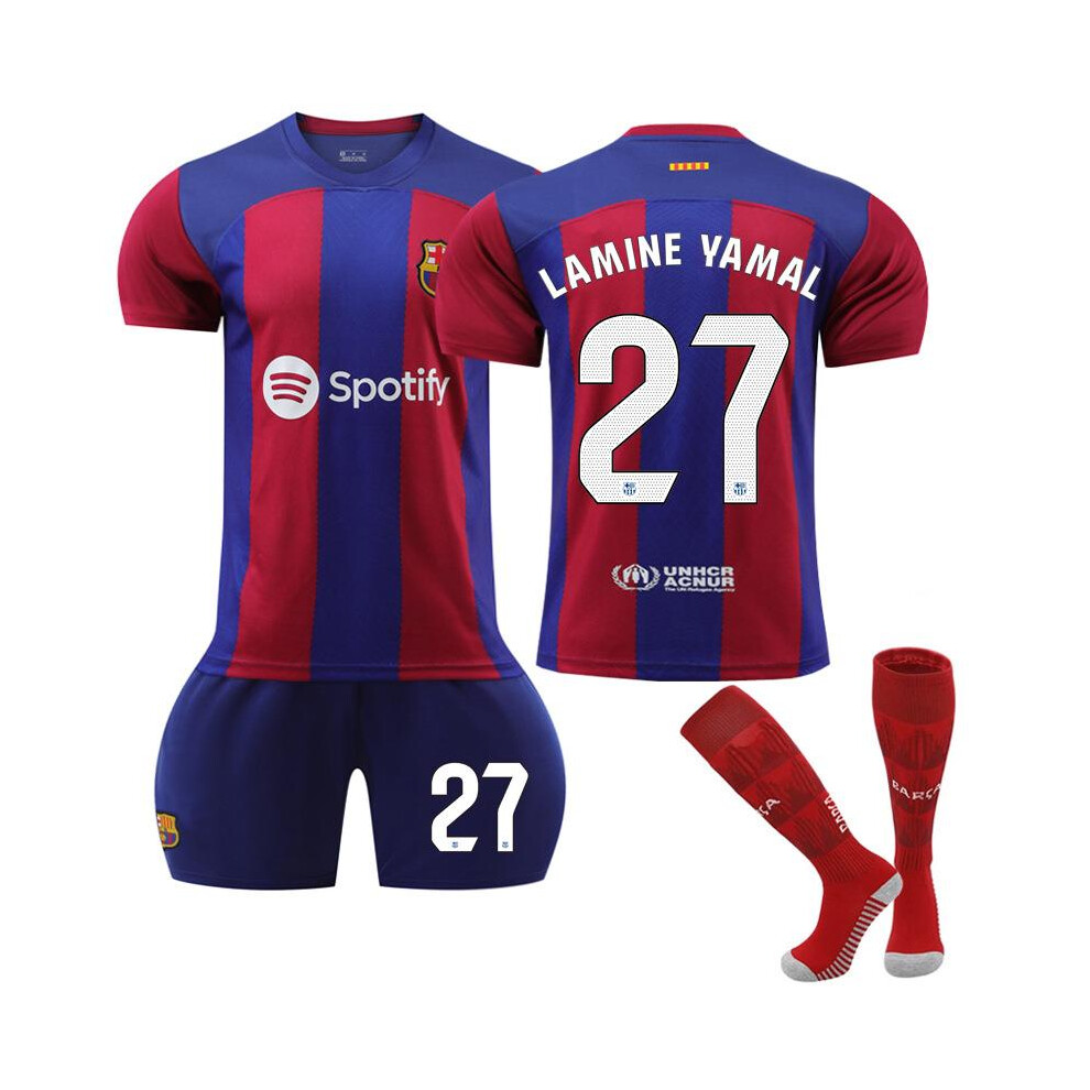 (Size 27 with socks, #20) 23-24 Barcelona home football jersey 9 Lewandowski 22 Gundogan 7 Dembele No. 19 Yamal jersey factory spot