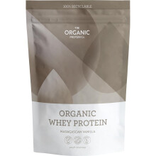 The Organic Protein Co. Madagascan Vanilla Organic Whey Protein Powder Primarily Grass Fed, Vegetarian, Gluten Free, UPF Free, Emulsifier Free, 400g
