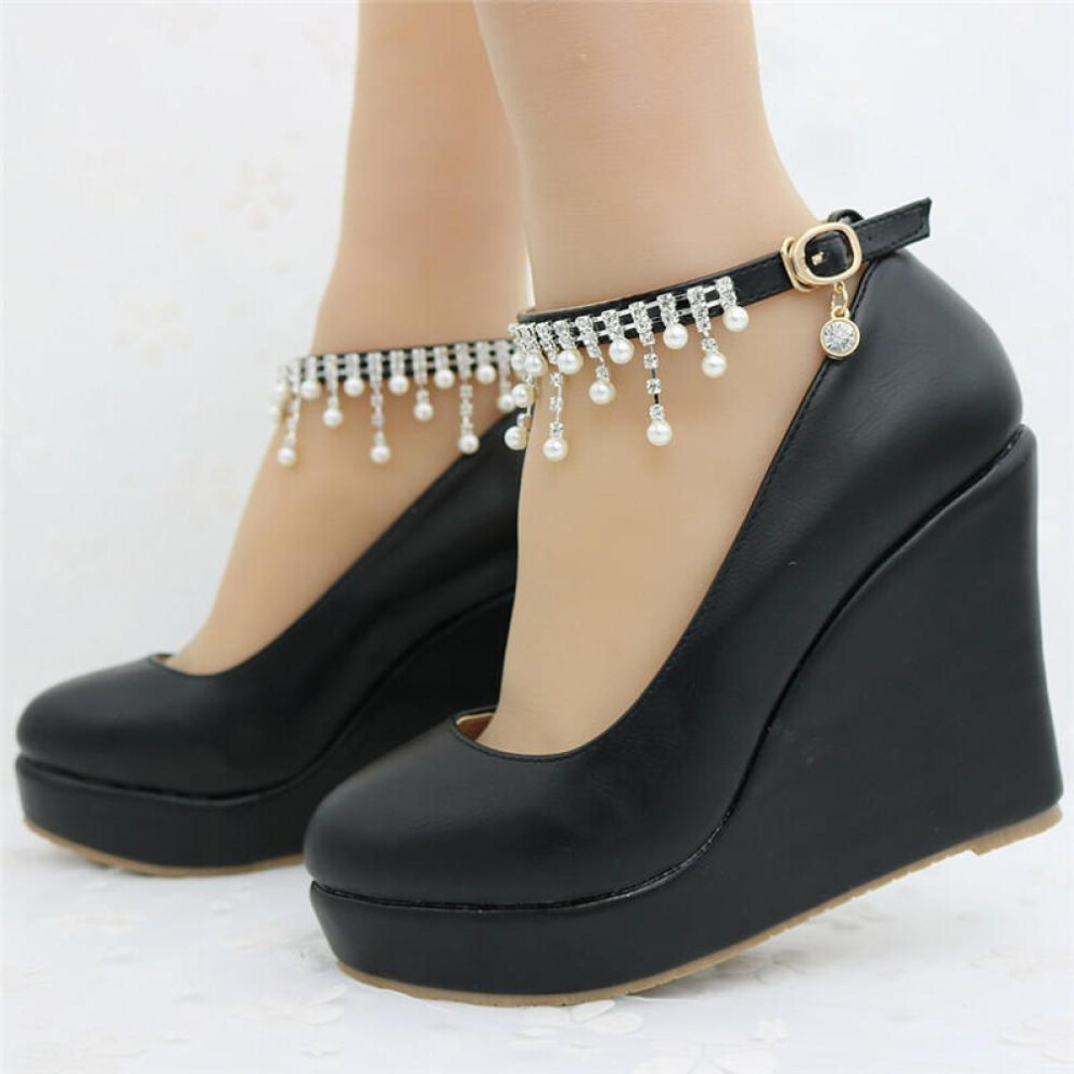 (black, 41) Fashion Platform Wedges Pumps Shoes For Women Spring Wedges Heels Women Wedding Shoes High Heels