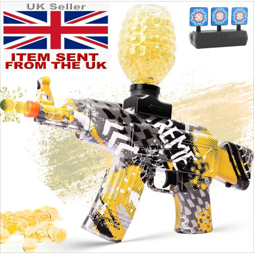 (Yellow+Target) Automatic AKM Gel Blaster for Halloween,Christmas