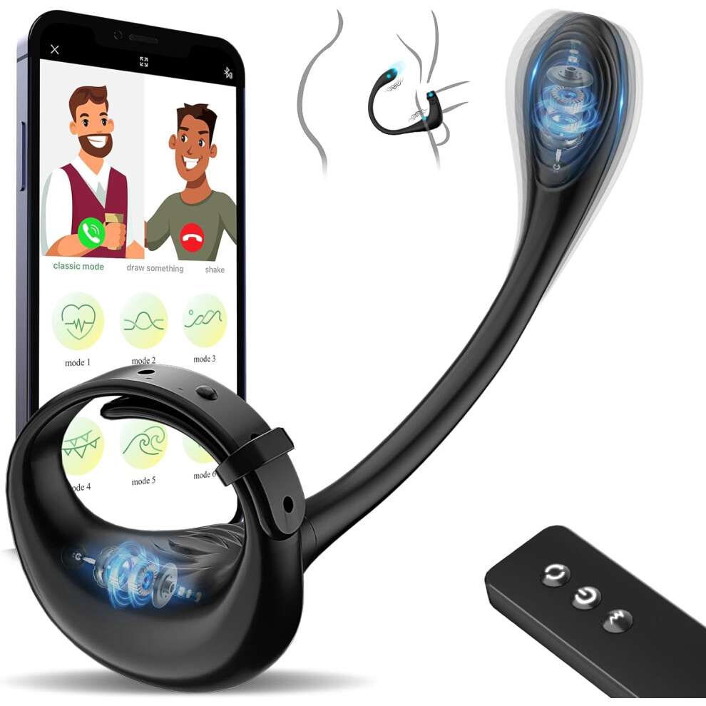 Vibrating Prostate Massager with Adjustable Cock Ring - App-Controlled