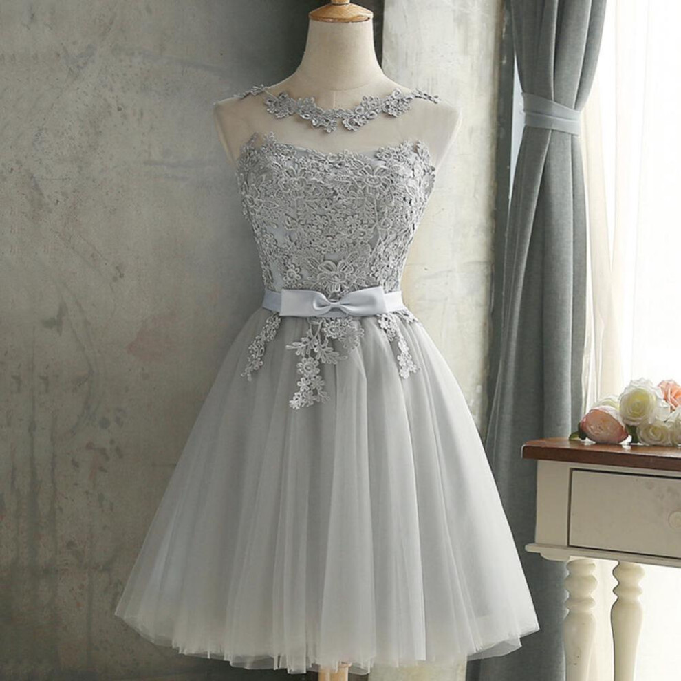 (grey, L) Women Formal Wedding Bridesmaid Evening Party Ball Prom Gown Cocktail Dress