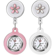 Nurse Watch, Retractable Clip-on Hanging Lapel Watches, Silicone Cover Nurse Fob Watch with Brooch
