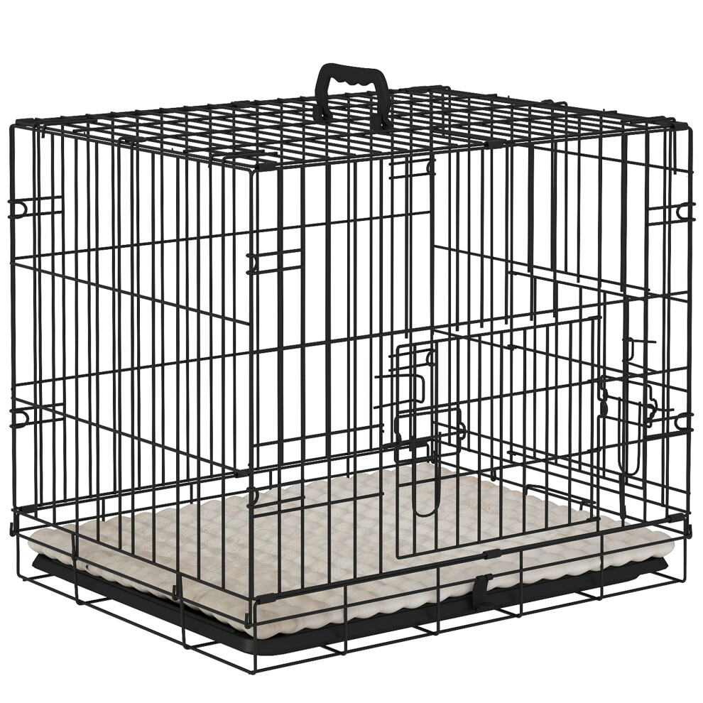 Pawhut Dog Crate With Two Doors, Tray, Soft Cushion, For Extra Small Dogs