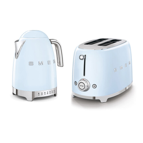 Smeg Smeg 50's Style Retro Range Breakfast Set, 1.7L 3000W Variable Temperature Kettle and Multi-Functional Control 2-Slice 950W Toaster