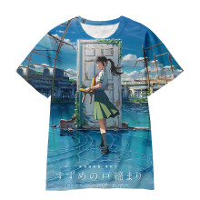 (160CM, YY7719) Cartoon Anime Suzume No Short-sleeved T-shirt Children For Girl Boy Girls Kids Print 3d Tshirts Child Baby Tops Clothing Clothes