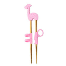 1pair Stainless Steel Chopsticks for Kids Cartoon Learning Chop Sticks Reusable Training Chopsticks Cute Children Tableware Setp- Gold-1 Pair