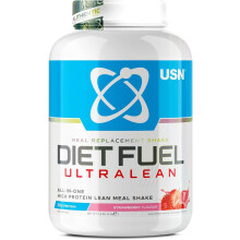 USN Diet Fuel Ultralean Meal Replacement Shake Powder Strawberry Flavour 2kg High Protein Shake Powdered Drink Mix Weight Control Powder, 25g Protein