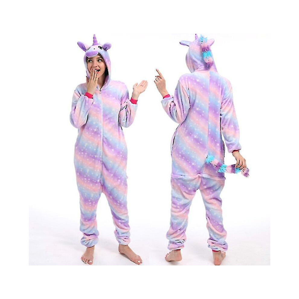 (M (Height 158-168CM), PurpleRainbow TianMa) Jumping Tiger Long Sleeve Onesie Men Women Flannel Warm Panda Pajama Onepiece Adult Animal Pajamas  Onesies