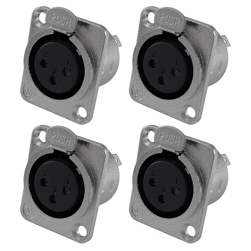 Xlr Female Jack 3 Pin - Panel Mount Jacks D Series Size Xlr-f - 4 Pack