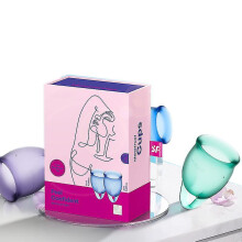 (Blue) 2pcs Silicone Menstrual Cup Aunt Red Women's Menstrual Care Menstrual Cup
