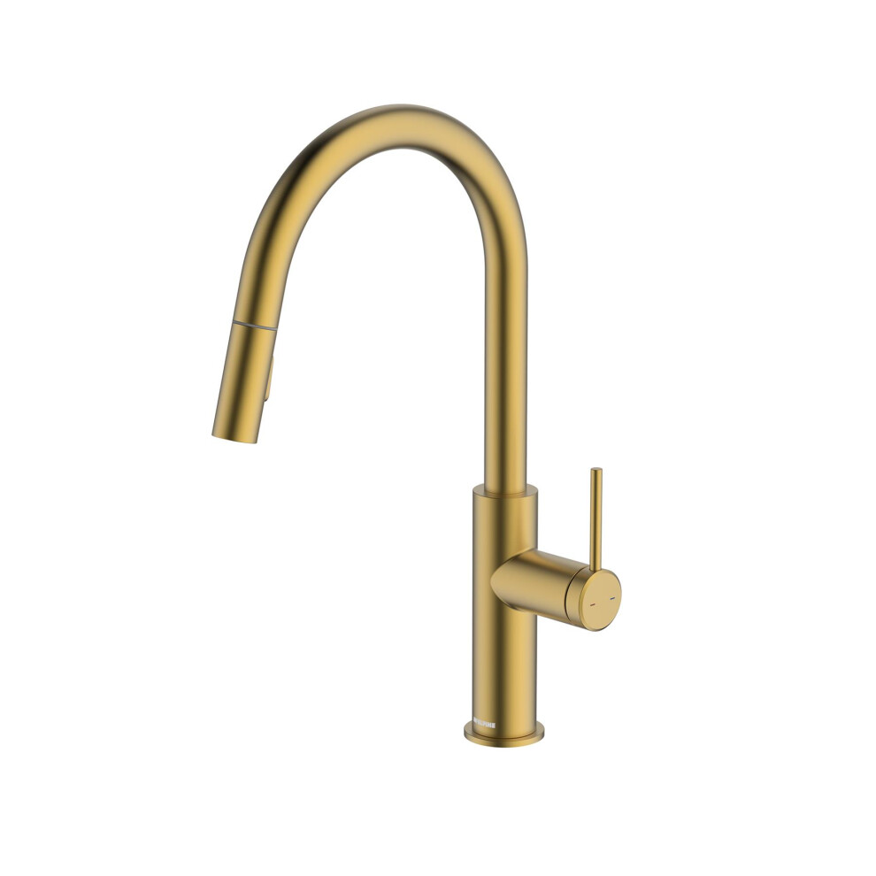 McAlpine Ness Side Lever Pull Out Kitchen Mixer Tap - Brushed Brass