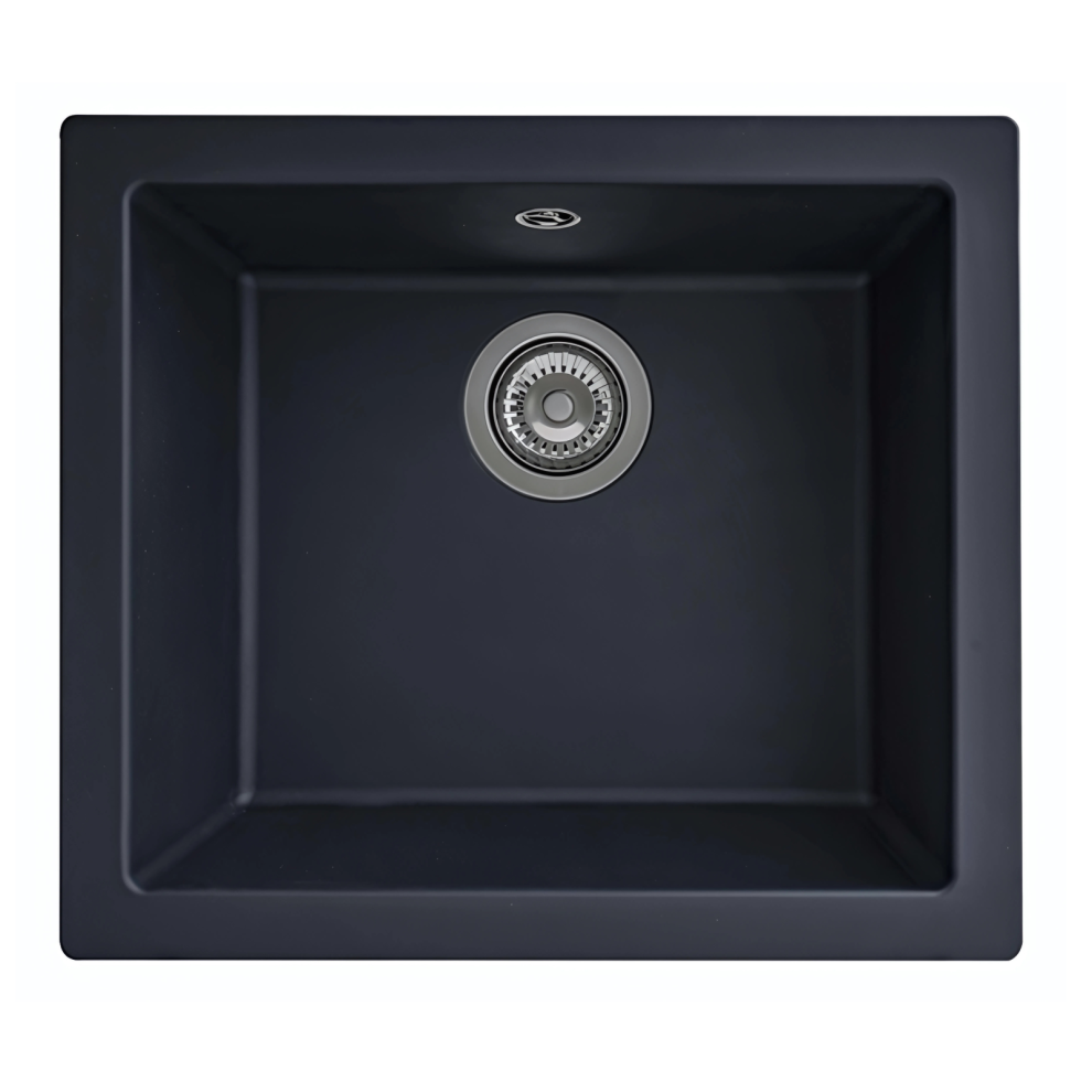 Rocklite Weston 1.0 Bowl Black Composite Inset Undermount Kitchen Sink